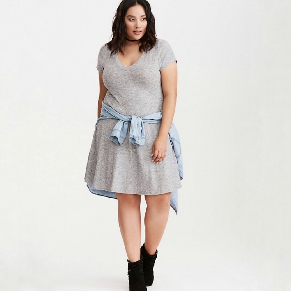 Torrid Hacci knit trapeze swing dress heather grey